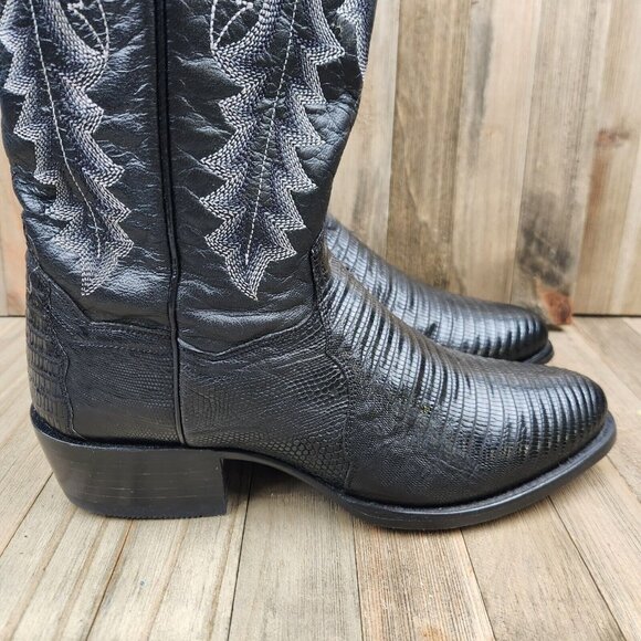 Mens Dan Post Winston size 9 D Lizard Leather 13" Western Cowboy Boots - Picture 9 of 13